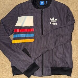 Adidas Gray Bomber Jacket with White Accents